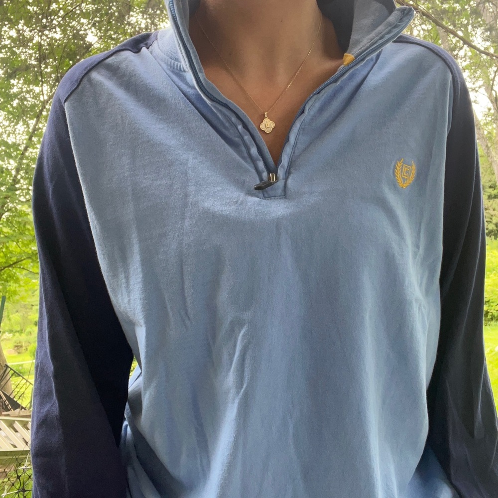 Chaps Blue Top with Yellow Accents